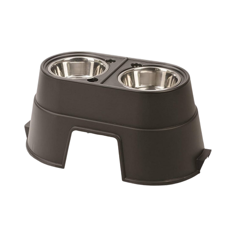 OurPets Healthy Pet Diner Double Stainless Bowl with a Stand - Black