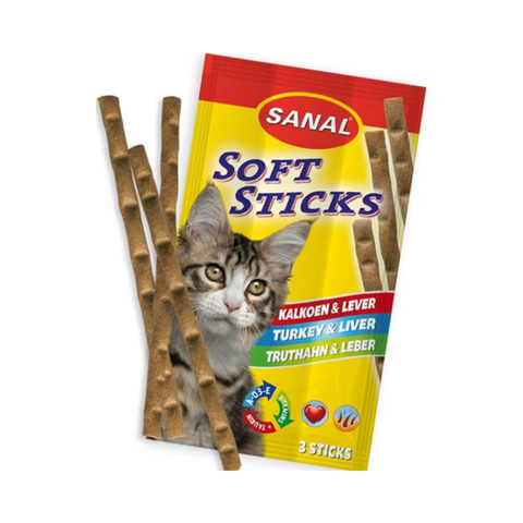 Sanal Trukey & Liver Soft Sticks for Cats 3x15g