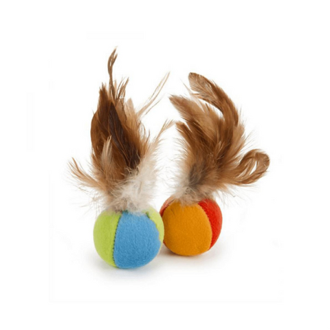 SmartyKat Flutter Balls w/Feather S/2 for Cats