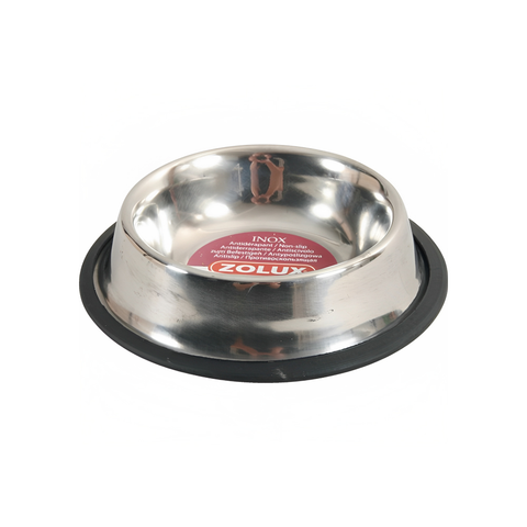 Zolux NonSlip Stainless Steel Round Bowl with Rub 20CM 0.45L - X Small