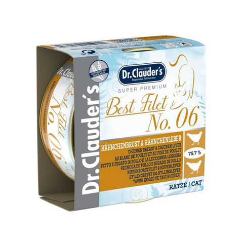 Dr.Clauders Best Filet Cans No. 6 Chicken Breasts & Liver for Cats 70g