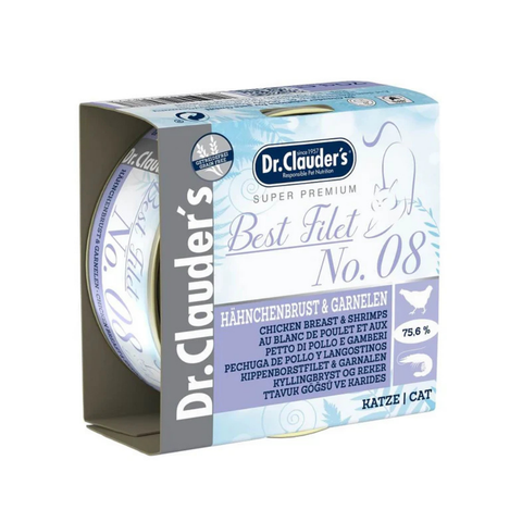 Dr.Clauders Best Filet Cans No. 8 Chicken & Shrimps for Cats 70g