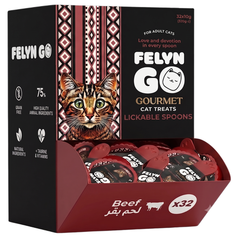 Felyn Go Gourmet Lickable Spoons Treats with Beef for Adult Cats 32x10g