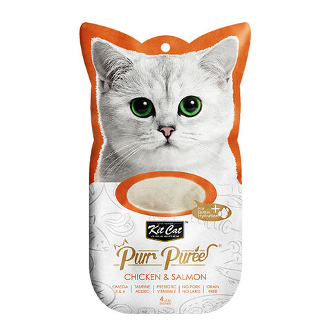 Kit Cat Purr Puree Treats for Cats Chicken & Salmon 4x15g