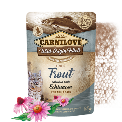 Carnilove Trouts & Echinacea  Pouches for Adult Cats 85g