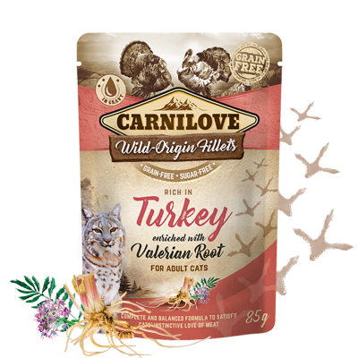 Carnilove Turkey with Valarian Root Pouches for Adult Cats 85g