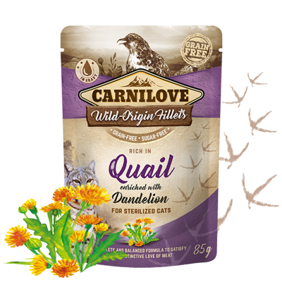 Carnilove Quail & Dandelion Pouches for Sterilized Cats 85g