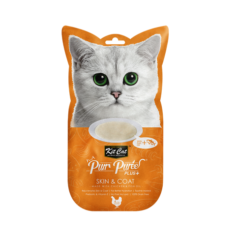 Kit Cat Purr Puree Plus Treats Chicken & Fish Oil (Skin & Coat) 4x15g