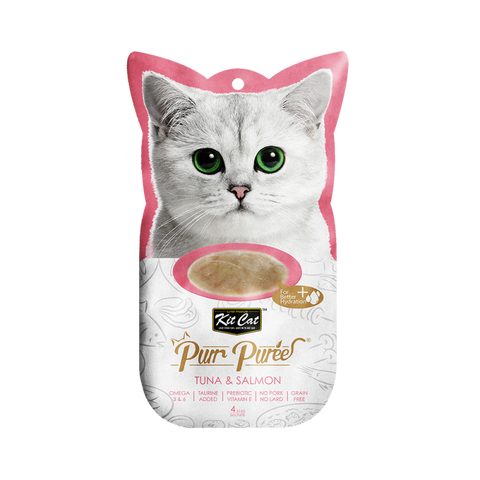 Kit Cat Purr Puree Treats Tuna & Salmon for Cats 4x15g