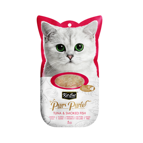 Kit Cat Purr Puree Treats Tuna & Smoked Fish for Cats 4x15g