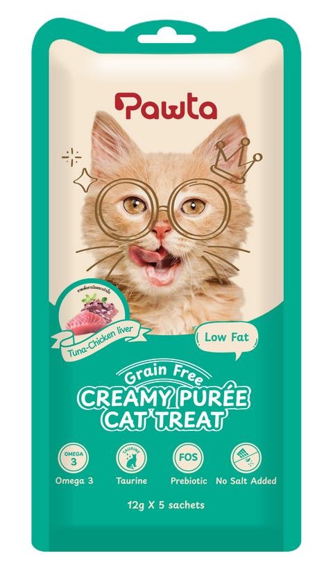 باوتا مكافات كريمية للقطط بطعم التونة وكبدة الدجاج 5 أظرف 12 جرام لكل ظرف