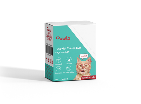 باوتا مكافات كريمية للقطط بطعم التونة وكبدة الدجاج 5 أظرف 12 جرام لكل ظرف