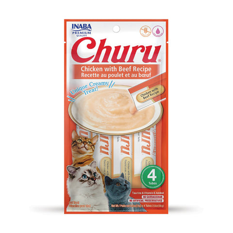 Inaba Churu Creamy Treats with Chicken & Beef for Cats 4x14g