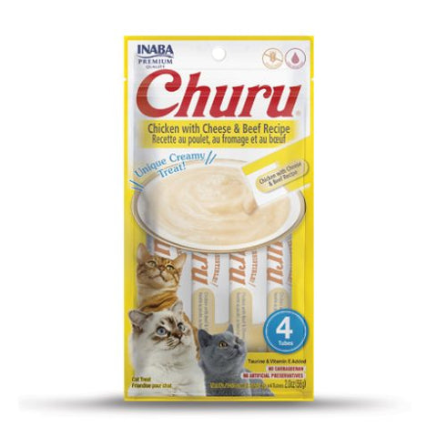 Inaba Churu Creamy Treats with Chicken, Cheese & Beef for Cats 4x14g