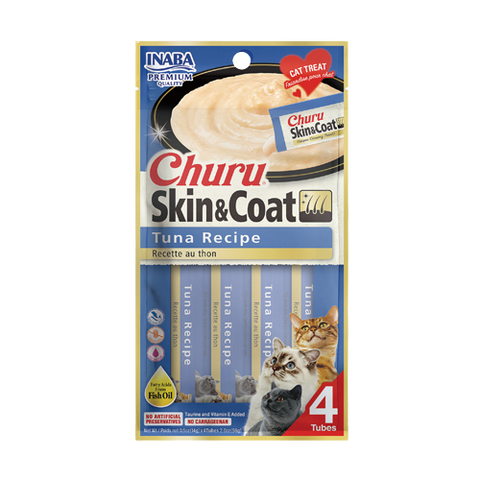 Inaba Churu Skin & Coat Cat Treat - Tuna Creamy Sticks 14gX4