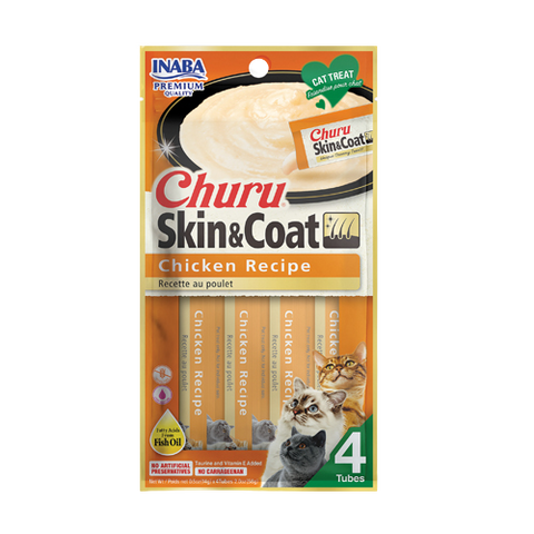 Inaba Churu Skin & Coat Cat Treat - Chicken Creamy Sticks 14gX4