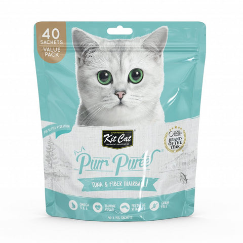 Kit Cat Purr Puree Treats Tuna & Fiber ( Hairball) 40x15g