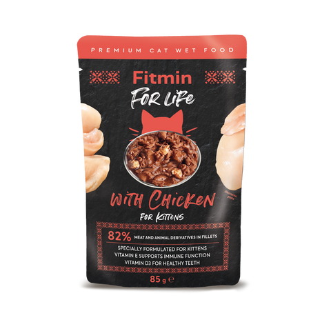 Fitmin For Life Chicken Fillet In gravy Pouches for Kittens 85g