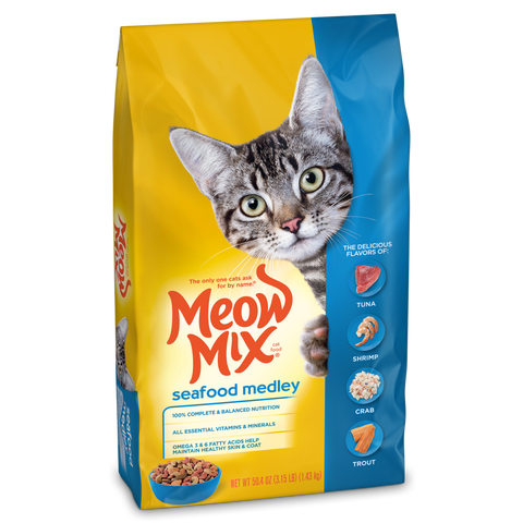 Meow Mix Seafood Medley Dry Food for Adult Cats 1.43kg