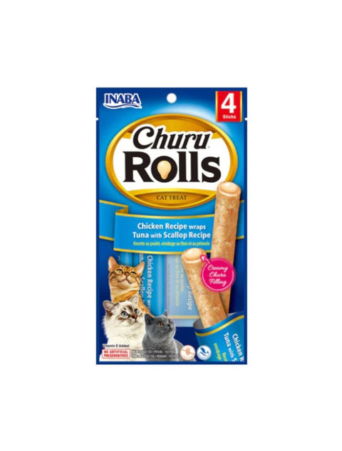 Inaba Churu Rolles Cat Treat Chicken & Scallop 4 Sticks