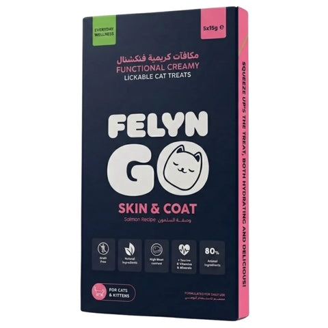 Felyn Go Functional Skin & Coat Creamy Treats with Salmon for Adult Cats & Kittens