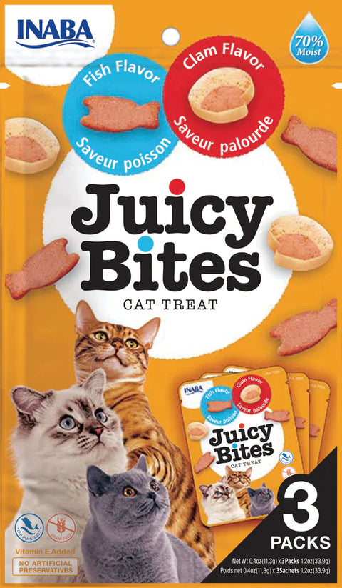 Inaba Juicy Bites Clam & Fish Treats for Cats 3 Packs by Inaba